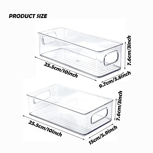 LARAHT Refrigerator Organizer Bins Clear Plastic Food Storage Bin Fruit Yogurt Snacks Storage Container with Handles for Pantry Fridge Countertops Cabinets