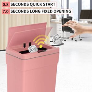 BLKMTY Trash Can 13 Gallon Trash Cans 50 Liter Kitchen Trash Can with Lid Plastic Garbage Can Automatic Garbage Bin Touchless Trash Bin for Office Bathroom Rubbish Can Auto Waste Bin, Pink