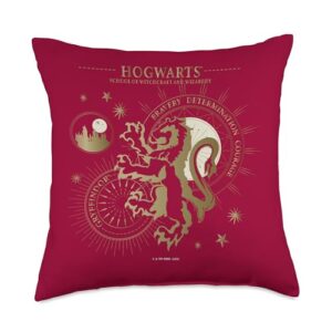 harry potter bravery, deterimation, courange, gryffindor throw pillow, 18x18, multicolor