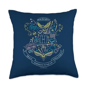 harry potter iconic hogwarts throw pillow, 18x18, multicolor