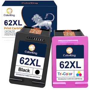 colorking 62xl ink cartridges black and color replacement for hp 62xl 62 xl ink cartridges to used with hp envy 7640 7645 5660 5540 5640 officejet 5740 8040 officejet mobile 250 200 (black, tri-color)