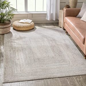 well woven raggi vintage neutral ivory chindi braided pattern area rug (5'3" x 7'3")