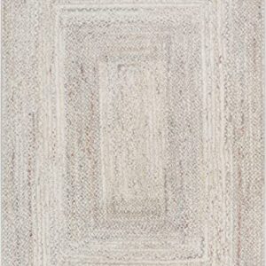 Well Woven Raggi Vintage Neutral Ivory Chindi Braided Pattern Area Rug (5'3" x 7'3")