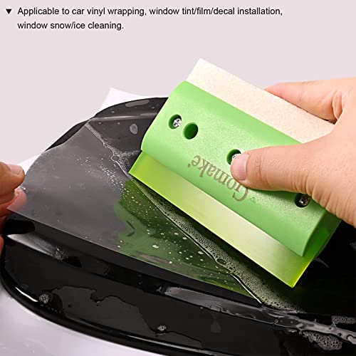 Gomake Small Window Squeegee Rubber Squeegee Wool Squeegee for Vinyl Double Side Rubber Water Cleaning Water Wiper Car Window Tinting Tools for Vinyl Wrapping,Household Window Windshield Cleaning