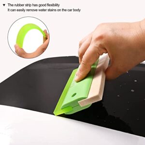 Gomake Small Window Squeegee Rubber Squeegee Wool Squeegee for Vinyl Double Side Rubber Water Cleaning Water Wiper Car Window Tinting Tools for Vinyl Wrapping,Household Window Windshield Cleaning