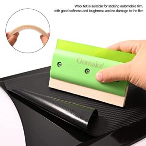 Gomake Small Window Squeegee Rubber Squeegee Wool Squeegee for Vinyl Double Side Rubber Water Cleaning Water Wiper Car Window Tinting Tools for Vinyl Wrapping,Household Window Windshield Cleaning