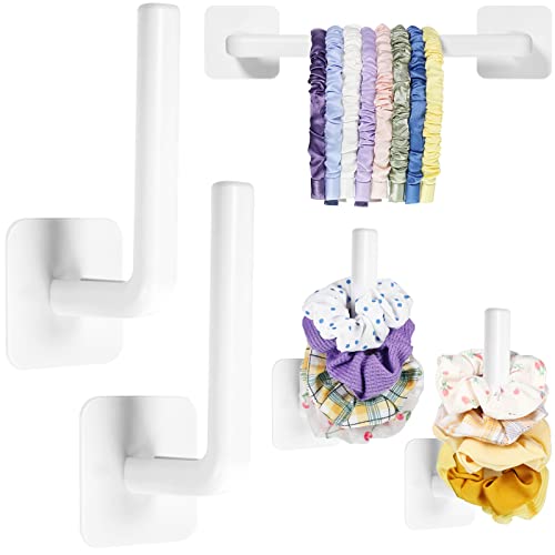 Adhesive Scrunchie Holder DIY Hair Accessories Organizer Wall Hooks Waterproof Scrunchy Storage Stick Scrunchies Holder Organizer Headband Hairband Hair Ties Holder (Simple Style, White)