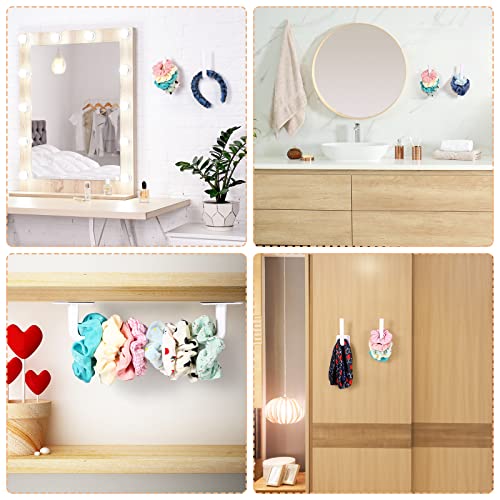 Adhesive Scrunchie Holder DIY Hair Accessories Organizer Wall Hooks Waterproof Scrunchy Storage Stick Scrunchies Holder Organizer Headband Hairband Hair Ties Holder (Simple Style, White)