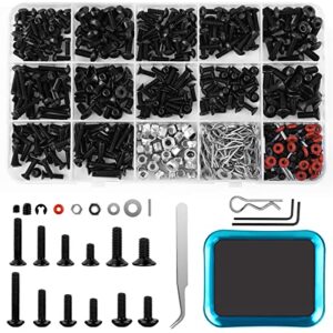 220pcs rc screw kit,rc car tool kit with wrench and magnetic screw tray for 1:8 1:10 1:12 1:16 traxas axial redcat hsp hpi arrma losi scale rc cars