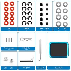 220Pcs RC Screw Kit,RC Car Tool Kit with Wrench and Magnetic Screw Tray for 1:8 1:10 1:12 1:16 Traxas Axial Redcat HSP HPI Arrma Losi Scale RC Cars