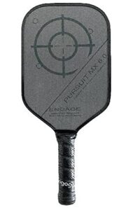 engage pursuit mx 6.0 graphite pickleball paddle – rough texture for long lasting spin – responsive core for control and feel – standard grip, standard weight (8.0-8.4 oz) - usap approved