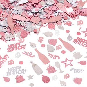 40th birthday confetti rose gold number 40 happy birthday party confetti metallic foil balloon star birthday cake table scatter confetti for 40 birthday party anniversary celebration decorations