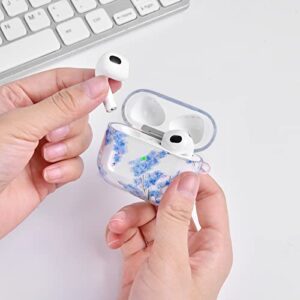 Airpods 3 Case Cover, QINGQING Compatible with Protective Clear Floral Case Cover with Keychain Airpods 3rd Generation Charging Case (2021 Released), Shockproof and Skin-Friendly, Front LED Visible