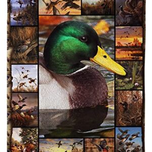 Duck Hunting Beautiful Mallard Blanket - Fleece Sherpa Blanket - Camo Hunting Blanket and Throw Full Size 60x80 for Sofa, Bed, Outdoor from Son Daughter to Mother Father Birthday Christmas