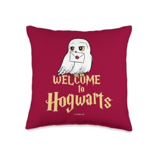 harry potter hedwig welcome to hogwarts throw pillow, 16x16, multicolor