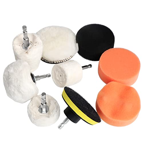 10pcs Cotton Cloth Buffing Wheel Sponge Polishing Pad Kit,Drill Buffing Kit for Car Polishing,Cleaning