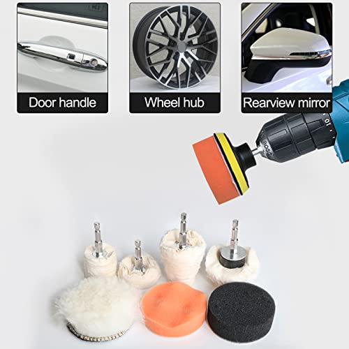 10pcs Cotton Cloth Buffing Wheel Sponge Polishing Pad Kit,Drill Buffing Kit for Car Polishing,Cleaning