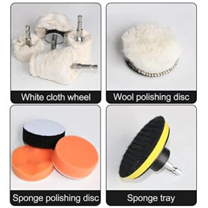 10pcs Cotton Cloth Buffing Wheel Sponge Polishing Pad Kit,Drill Buffing Kit for Car Polishing,Cleaning