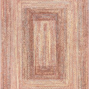 Well Woven Raggi Vintage Blush Pink Chindi Braided Pattern Area Rug (5'3" x 7'3")