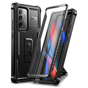 dexnor for samsung galaxy note 20 ultra 5g case, [built in screen protector and kickstand] heavy duty military grade protection shockproof protective cover for samsung galaxy note 20 ultra black