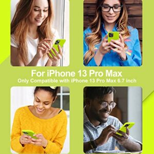 Ktele Compatible with iPhone 13 Pro Max Case Premium Liquid Silicone with [Soft Anti-Scratch Microfiber Lining] Gel Rubber Full-Body Bumper Protection Case for iPhone 13 Pro Max - Fluorescent Green