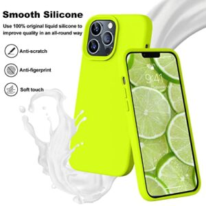 Ktele Compatible with iPhone 13 Pro Max Case Premium Liquid Silicone with [Soft Anti-Scratch Microfiber Lining] Gel Rubber Full-Body Bumper Protection Case for iPhone 13 Pro Max - Fluorescent Green