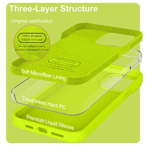 Ktele Compatible with iPhone 13 Pro Max Case Premium Liquid Silicone with [Soft Anti-Scratch Microfiber Lining] Gel Rubber Full-Body Bumper Protection Case for iPhone 13 Pro Max - Fluorescent Green