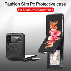 ZCDAYE Wallet Case for Samsung Galaxy Z Flip 3 Case, Samsung Z Flip 3 5G (2021) Case, Z Flip 3 Leather case with Card Holder-Black