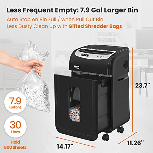 Paper Shredder for Home Office with US Patented Blade,VidaTeco 18-Sheet 60 Mins Running Micro Cut Paper Shredder for Home Use Heavy Duty,Shred CD/Card with 7.9-Gal Extra Large Bin,AUTO Jam Proof(ETL)