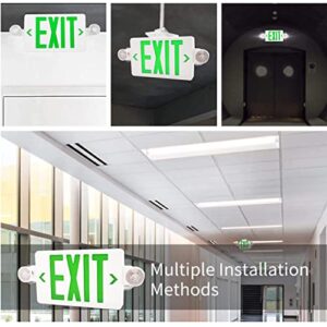 OSTEK Green LED Exit Sign with Emergency Lights, Two LED Adjustable Head Emergency Exit Lights with Battery Backup, Dual LED Lamp ABS Fire Resistance UL-Listed 120-277V (1)