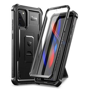 dexnor for samsung galaxy s20+ plus 5g case, [built in screen protector and kickstand] heavy duty military grade protection shockproof protective cover, black