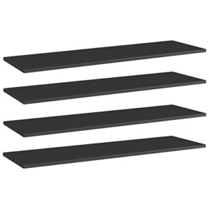 tidyard 4 piece bookshelf boards chipboard replacement panels storage units organizer display shelves high gloss black for bookcase, storage cabinet 39.4 x 11.8 x 0.6 inches (w x d x h)
