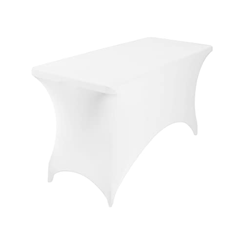 eccwai Spandex 4ft Waterproof Table Cover for Party,Wedding, Banquet, and Events(White)
