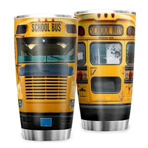 bojianzzha school bus stainless steel tumbler thermos vacuum insulated cup tea travel cup travel coffee mug for adult/children 20 oz pattern12 20oz