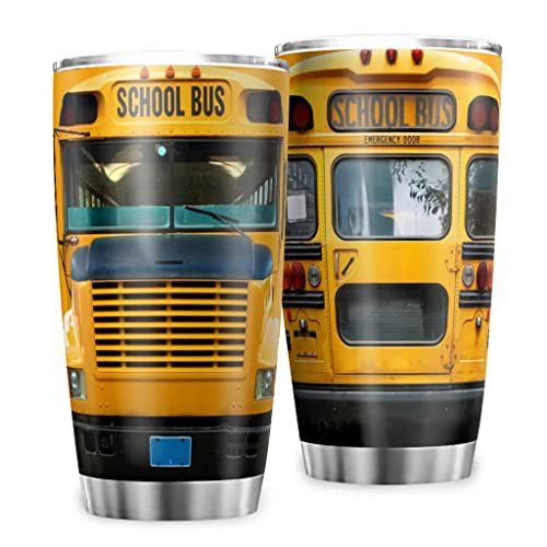 Bojianzzha School Bus Stainless Steel Tumbler Thermos Vacuum Insulated Cup Tea Travel Cup Travel Coffee Mug for Adult/Children 20 oz pattern12 20oz