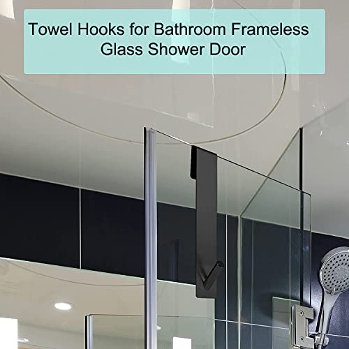 Windefun Stainless Steel Showe Door Hooks,Stainless Steel Powerful Adherive Hooks,for Frameless Glass Bathroom Doors,Can Hang Towels，Bathrobes，Coat Bag etc.