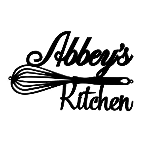 Kitchen Name Sign Personalized Metal Sign for Home Kitchen Restaurant Dining Area Monogram Signs for Housewarming Farmhouse Cafe Cafeteria Wall Decor Gift for Friends Cook Black 12"