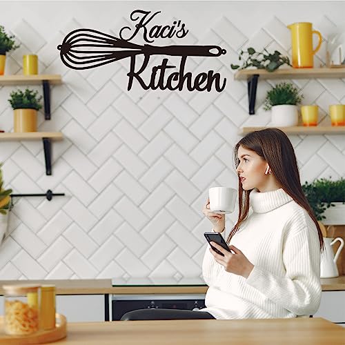 Kitchen Name Sign Personalized Metal Sign for Home Kitchen Restaurant Dining Area Monogram Signs for Housewarming Farmhouse Cafe Cafeteria Wall Decor Gift for Friends Cook Black 12"