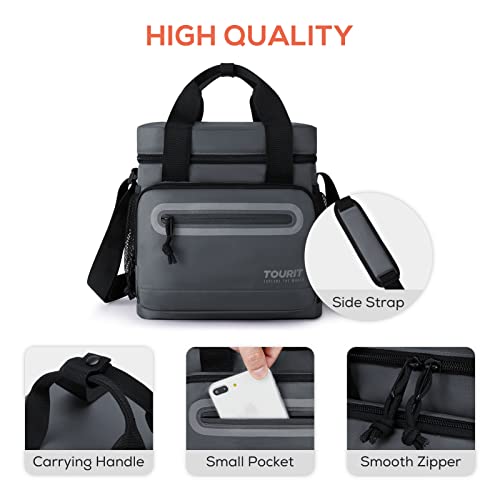 TOURIT Large Lunch Bag 14L Insulated Lunch Box Lunch Cooler for Men&Women Work, Dark Gray