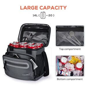 TOURIT Large Lunch Bag 14L Insulated Lunch Box Lunch Cooler for Men&Women Work, Dark Gray