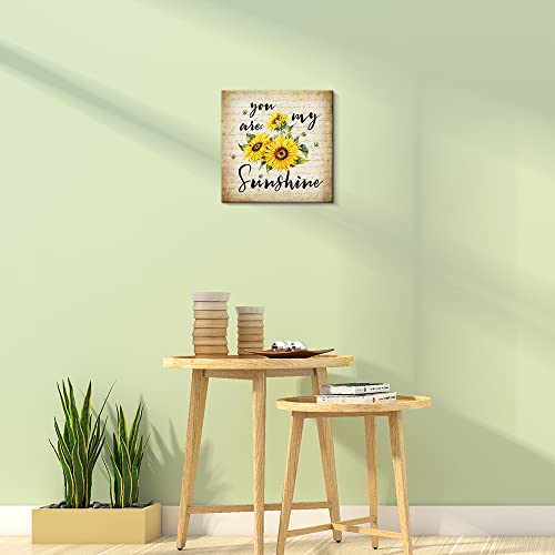 Sunflower Canvas Wall Art You Are My Sunshine Inspirational Quote Sign for Kitchen Living Room Wall Decor (12" x 12", Sunflower)