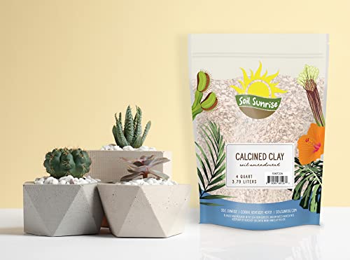 Calcined Clay Soil Amendment (2 Quarts), for Bonsai Tree Potting and Other Plants, Regulates Moisture