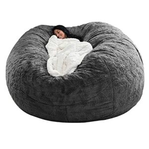 huaoscn oversized bean bag chair cover ,living room furniture soft washable micro-fiber adult beanbag outside cover, lazy sofa bed pv velvet (cover only) (dark grey,132x76cm)