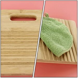 Cabilock Wood Washing Clothes Washboard Laundry Washboard Hand Wash Board Mini Scrubbing Board Mat for Home Kids Cleaning Shirts