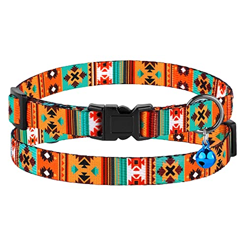 Cat Collar Breakaway 2PCS Adjustable Pattern Tribal Aztec Southwest Safety Pet Collars for Cats Kitten (Tribal + Southwest)