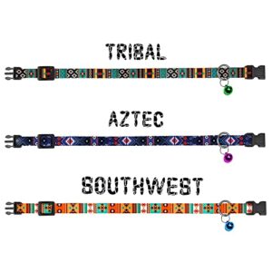 Cat Collar Breakaway 2PCS Adjustable Pattern Tribal Aztec Southwest Safety Pet Collars for Cats Kitten (Tribal + Southwest)