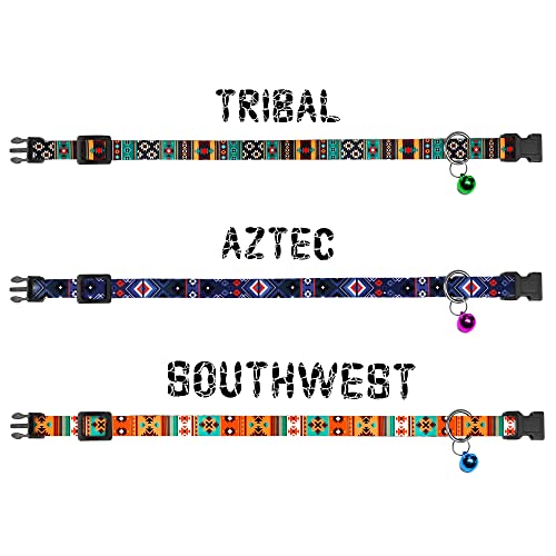 Cat Collar Breakaway 2PCS Adjustable Pattern Tribal Aztec Southwest Safety Pet Collars for Cats Kitten (Tribal + Southwest)