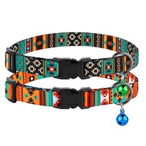 Cat Collar Breakaway 2PCS Adjustable Pattern Tribal Aztec Southwest Safety Pet Collars for Cats Kitten (Tribal + Southwest)