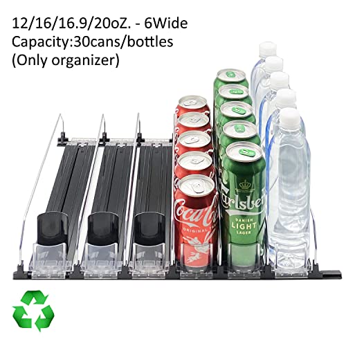 NagTour Drink Organizer for Fridge - Soda Dispenser Display with Smooth and Fast Pusher Glide - Holds up to 30 Cans (6, 38CM)