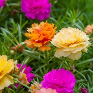 KVITER Portulaca Grandiflora Seed Mix Garden Purslane Double Flower Moss Rose About 1100 Seeds